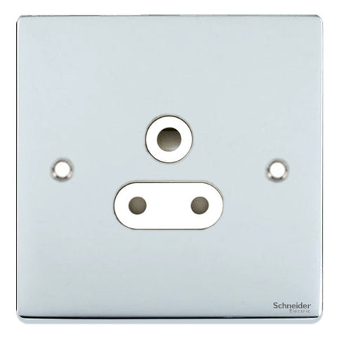 GU3580WPC Ultimate low profile polished chrome white insert 1 gang 5A round pin unswitched socket