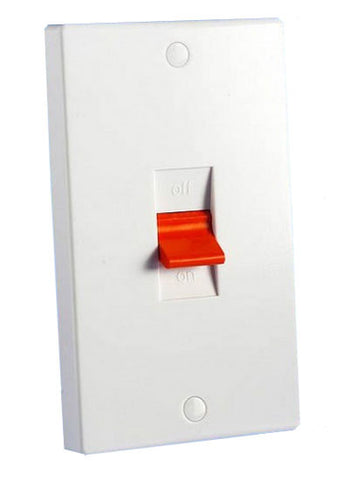 GU4020 Ultimate white moulded 50A 2 gang DP plate switch
