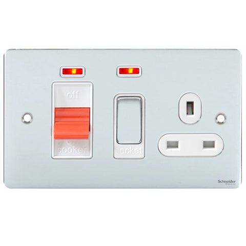 GU4201WPC Ultimate flat plate polished chrome white insert 45A cooker control unit + neon