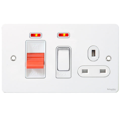 GU4201WPW Ultimate flat plate white metal white insert 45A cooker control unit + neon