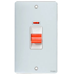 GU4221WPC Ultimate flat plate polished chrome white insert 2 gang 50A DP plate switch + neon