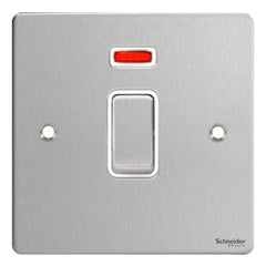 GU4231WSS Ultimate flat plate stainless steel white insert 1 gang 32A DP plate switch + neon