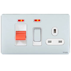 GU4401WPC Ultimate screwless flat plate polished chrome white insert 45A cooker control unit + neon