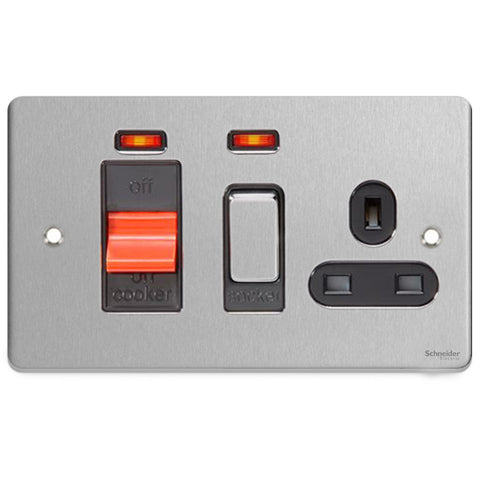 GU4501BBC Ultimate low profile brushed chrome black insert 45A cooker control unit + neon