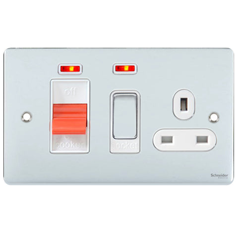 GU4501WPC Ultimate low profile polished chrome white insert 45A cooker control unit + neon