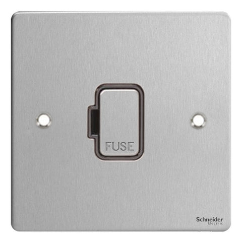 GU5200BSS Ultimate flat plate stainless steel black insert 13A unswitched fused connection unit