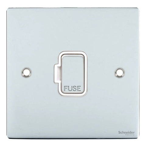GU5200WPC Ultimate flat plate polished chrome white insert 13A unswitched fused connection unit