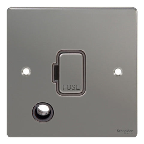 GU5203BBN Ultimate flat plate black nickel black insert 13A unswitched + flex outlet fused connection unit