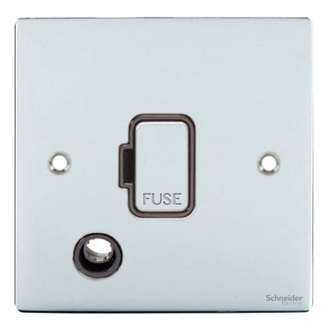 GU5203BPC Ultimate flat plate polished chrome black insert 13A unswitched + flex outlet fused connection unit