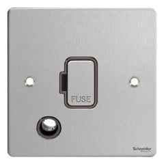GU5203BSS Ultimate flat plate stainless steel black insert 13A unswitched + flex outlet fused connection unit