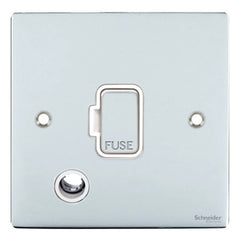 GU5203WPC Ultimate flat plate polished chrome white insert 13A unswitched + flex outlet fused connection unit