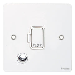 GU5203WPW Ultimate flat plate white metal white insert 13A unswitched + flex outlet fused connection unit