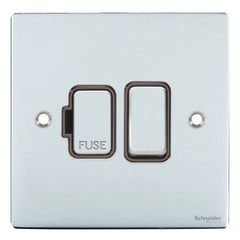 GU5210BPC Ultimate flat plate polished chrome black insert 13A switched fused connection unit
