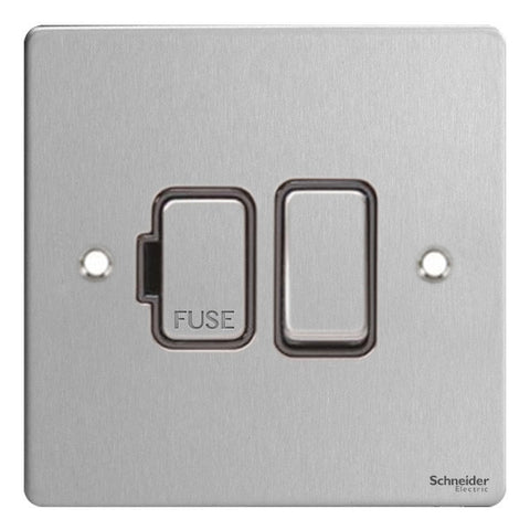 GU5210BSS Ultimate flat plate stainless steel black insert 13A switched fused connection unit