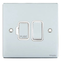 GU5210WPC Ultimate flat plate polished chrome white insert 13A switched fused connection unit