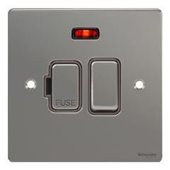 GU5211BBN Ultimate flat plate black nickel black insert 13A switched + neon fused connection unit