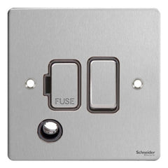GU5213BSS Ultimate flat plate stainless steel black insert 13A switched + flex outlet fused connection unit