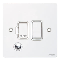 GU5213WPW Ultimate flat plate white metal white insert 13A switched + flex outlet fused connection unit