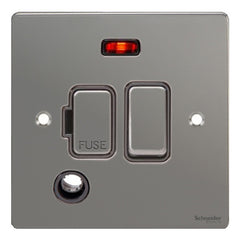 GU5214BBN Ultimate flat plate black nickel black insert 13A switched + neon + flex outlet fused connection unit