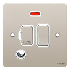 GU5214WPN Ultimate flat plate pearl nickel white insert 13A switched + neon + flex outlet fused connection unit