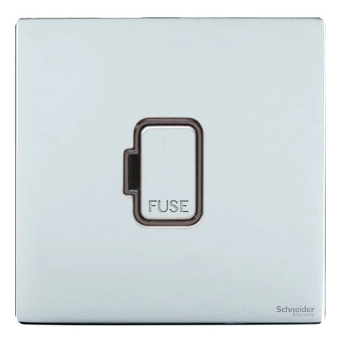 GU5400BPC Ultimate screwless flat plate polished chrome black insert 13A unswitched fused connection unit
