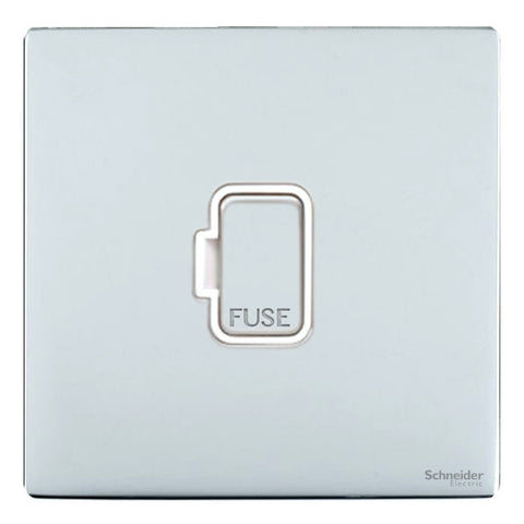 GU5400WPC Ultimate screwless flat plate polished chrome white insert 13A unswitched fused connection unit
