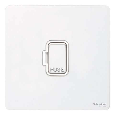 GU5400WPW Ultimate screwless flat plate white metal white insert 13A unswitched fused connection unit