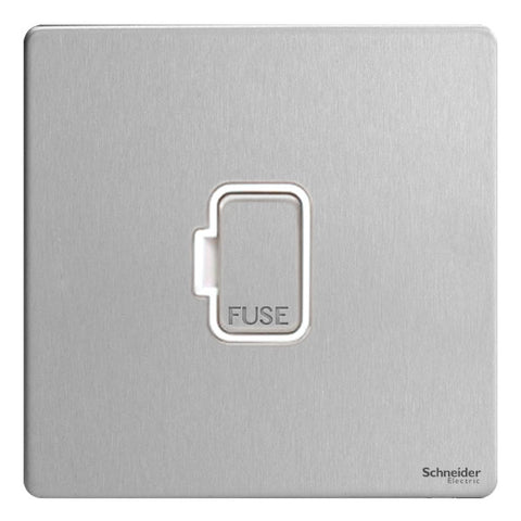 GU5400WSS Ultimate screwless flat plate stainless steel white insert 13A unswitched fused connection unit
