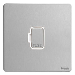 GU5400WSS Ultimate screwless flat plate stainless steel white insert 13A unswitched fused connection unit