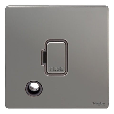 GU5403BBN Ultimate screwless flat plate black nickel black insert 13A unswitched + flex outlet fused connection unit