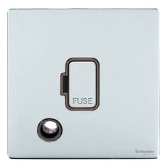 GU5403BPC Ultimate screwless flat plate polished chrome black insert 13A unswitched + flex outlet fused connection unit