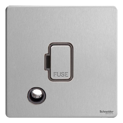 GU5403BSS Ultimate screwless flat plate stainless steel black insert 13A unswitched + flex outlet fused connection unit