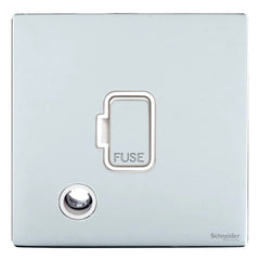 GU5403WPC Ultimate screwless flat plate polished chrome white insert 13A unswitched + flex outlet fused connection unit