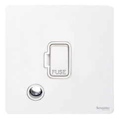 GU5403WPW Ultimate screwless flat plate white metal white insert 13A unswitched + flex outlet fused connection unit