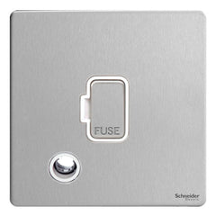 GU5403WSS Ultimate screwless flat plate stainless steel white insert 13A unswitched + flex outlet fused connection unit