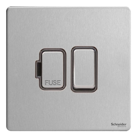 GU5410BSS Ultimate screwless flat plate stainless steel black insert 13A switched fused connection unit