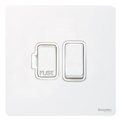 GU5410WPW Ultimate screwless flat plate white metal white insert 13A switched fused connection unit