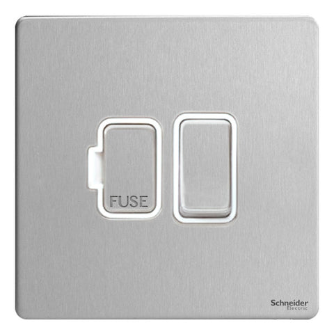 GU5410WSS Ultimate screwless flat plate stainless steel white insert 13A switched fused connection unit
