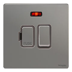 GU5411BBN Ultimate screwless flat plate black nickel black insert 13A switched + neon fused connection unit