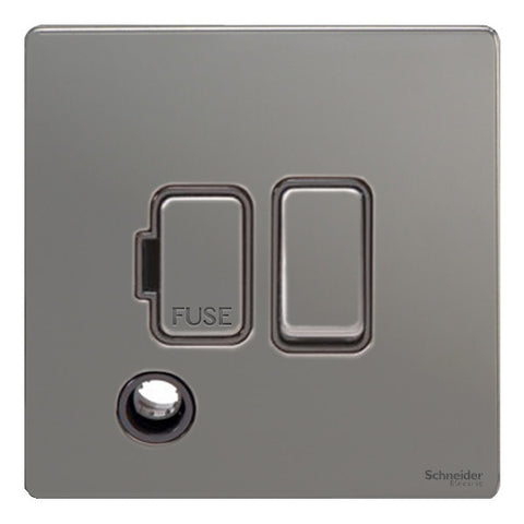 GU5413BBN Ultimate screwless flat plate black nickel black insert 13A switched + flex outlet fused connection unit