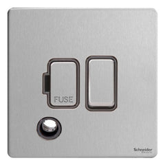 GU5413BSS Ultimate screwless flat plate stainless steel black insert 13A switched + flex outlet fused connection unit