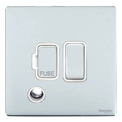 GU5413WPC Ultimate screwless flat plate polished chrome white insert 13A switched + flex outlet fused connection unit