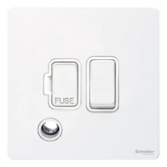 GU5413WPW Ultimate screwless flat plate white metal white insert 13A switched + flex outlet fused connection unit