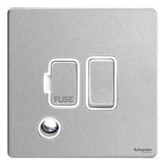 GU5413WSS Ultimate screwless flat plate stainless steel white insert 13A switched + flex outlet fused connection unit