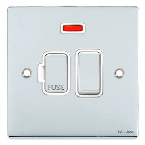 GU5511WPC Ultimate low profile polished chrome white insert 13A switched + neon fused connection unit