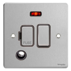 GU5514BBC Ultimate low profile brushed chrome black insert 13A switched + neon + flex outlet fused connection unit