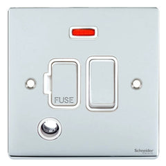 GU5514WPC Ultimate low profile polished chrome white insert 13A switched + neon + flex outlet fused connection unit