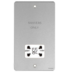GU7290WSS Ultimate flat plate stainless steel white insert 115/230V dual voltage shaver socket