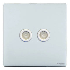 GU7420WPC Ultimate screwless flat plate polished chrome white insert twin TV/FM co-axial