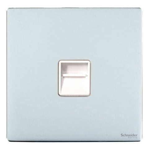 GU7461WPC Ultimate screwless flat plate polished chrome white insert Master telephone socket